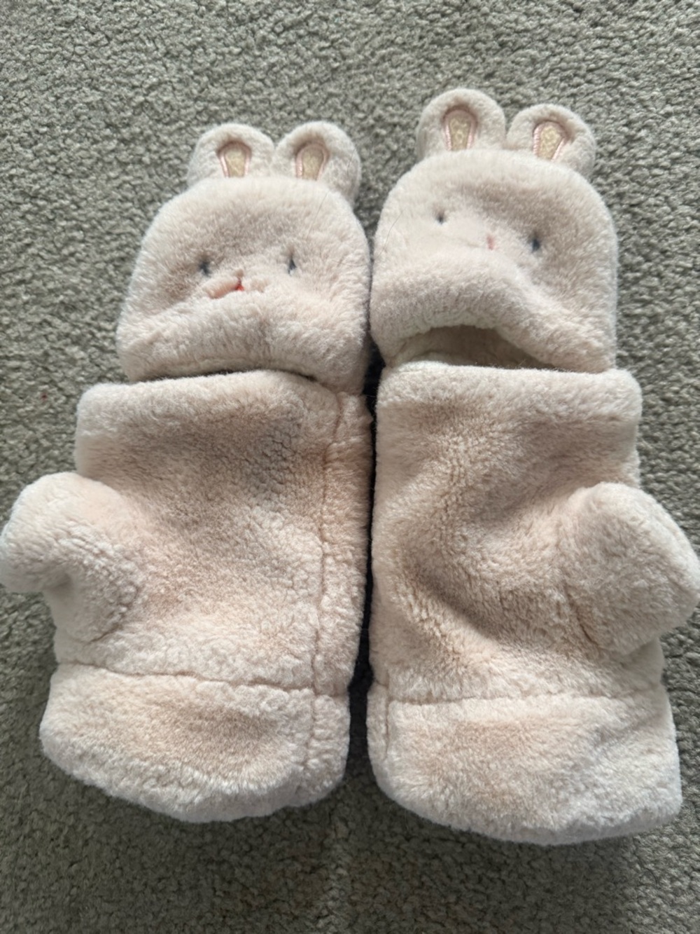 Cozy Cream Bunny Mittens for Women & Kids